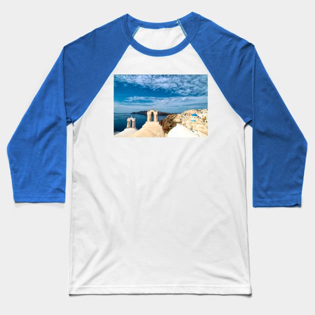 Santorini Baseball T-Shirt by Memories4you